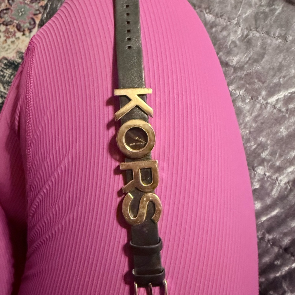 MK KORS-Embellished Leather Watch